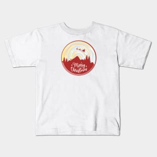 Christmas landscape in red color Kids T-Shirt